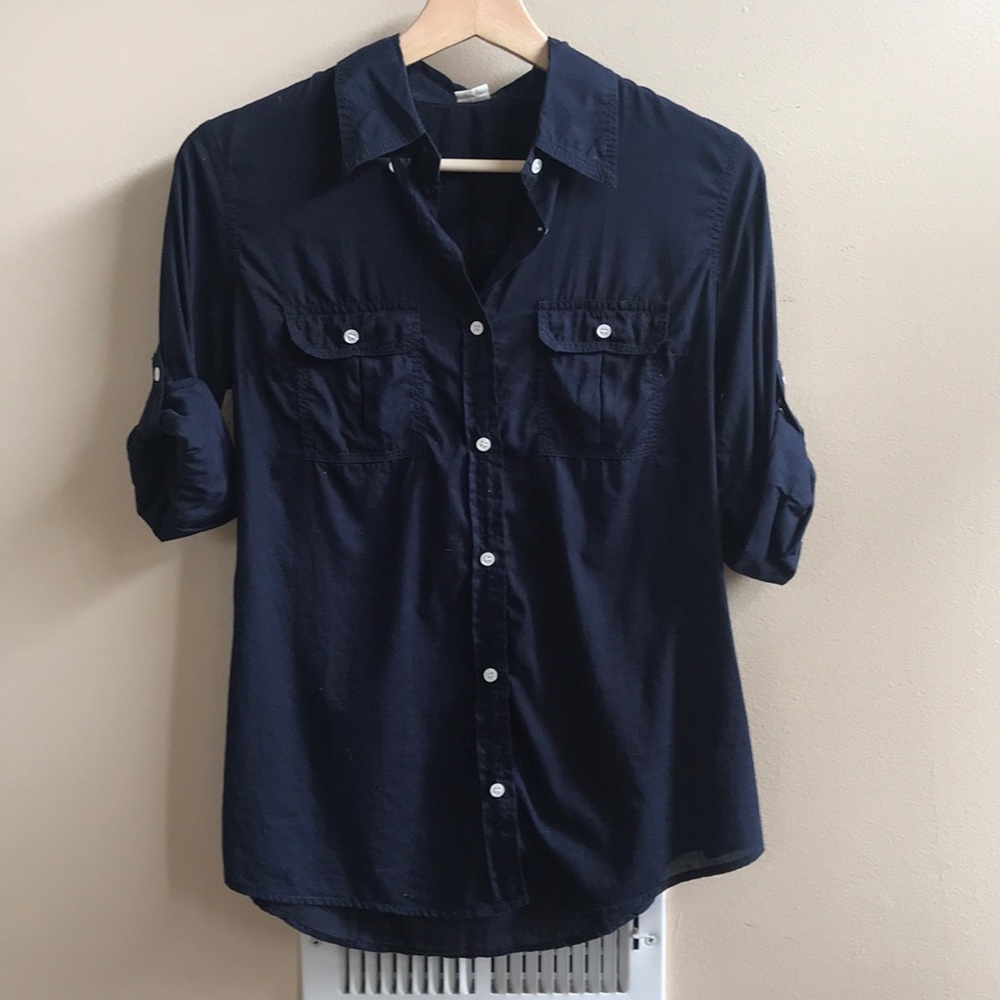 J. Crew Women’s Navy Blue Button Down - S